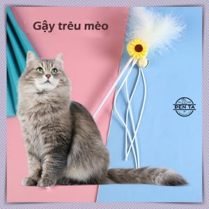 Gậy trêu mèo hoa hướng dương kèm chuông – Đen Ta pet shop