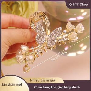 Hàng có sẵn✨ Ánh sáng sang trọng Rhinestone chuông phong lan tua tóc Clip hoa hồng bướm Claw Clip cá mập tóc Claw barrette Phụ kiện tóc