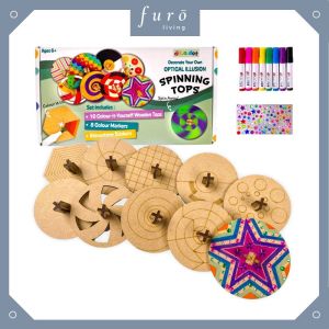 🇸🇬 [New Product Sale] Dit.a.Dot Wooden Spinning Tops - Art and Craft for Kids DIY Crafts Set with Painting and Colouring Kit Build and Paint