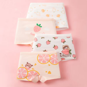 Kids High Quality 4 in 1 Cotton Underwear Cute Designs Affordable Comfortable Boxer for Kids Girls 1-14 Years Old