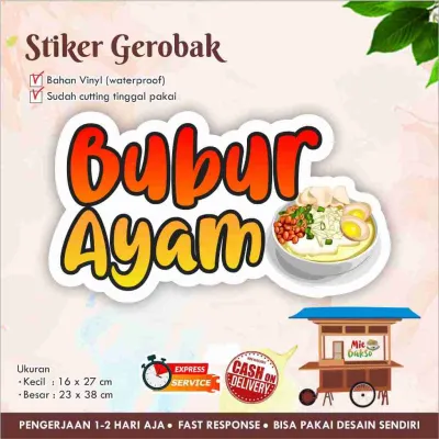STIKER KACA GEROBAK VINYL BUBUR AYAM / LABEL MAKANAN