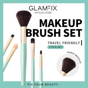GLAMFIX Excellent Brush Set 5Pcs | Rose Blossom | Lake Blue | Make Up Brush Set Kuas Makeup