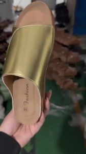 2025 Summer New WomenS Thick-Soled Slippers Large Size Wide Strap Open-Toe Slippers