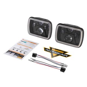 2pcs 5x7 7x6 Inch Led Headlights Led Rectangular Headlight Black with DRL Turn Signal with 2pcs H4 to 3Pin Adapter for Jeep Cherokee XJ Wrangler YJ