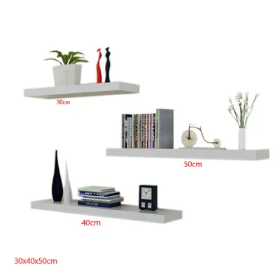 3pcs. Wood Hanging Wall Mounted Floating Shelves Home Living Room Wall Shelf(WHITE)