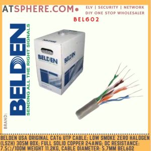 Belden USA Original Cat6 UTP Network Cable 305m 305 Meter Box Full Solid Copper 24AWG PVC Jacket 11.2KG 5.7mm BEL602