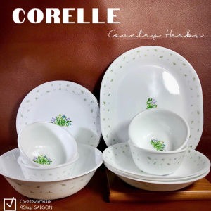 Corelle USA - Country Herbs - Full 12 Món Tô Chén Dĩa Đồng Thảo [Tặng 01 Khay 3 Ngăn 26cm]
