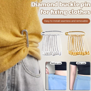 [Fashionable And Safe] Simple And Advanced Rhinestone Pin Adjustable Belt Size Safety Pin Pants Waist Cinching Pin