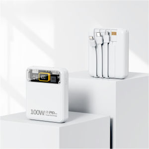 3 CCC 20000mAh Mini Power Bank 100W Powerbank Fast Charging With Built in Cable Portable Charger for iPhone