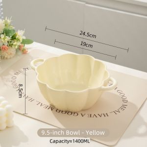 Korean Style Ceramic 1400ML Salad Bowl with Handle Soup Bowl