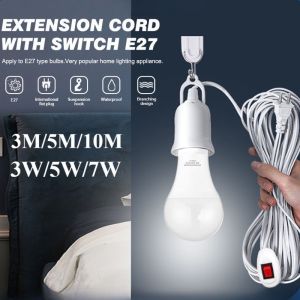 3M/10M E27 LED Light Bulb Extension Socket Extension Cord Omni Extension Cord with Switch Bulb Socket