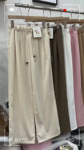 9091# งานรุ่นฮิตกางเกงขายาวพร้อมเชือกผูกเอว งานยางยืดเอวสม็อค ยืดได้เยอะๆมาก เป็นงานป้าย