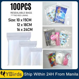 100Pcs Thicken Transparent Plastic Sealing Bag Resealable Storage Packing Bag Multipurpose Dustproof Self Seal PE Bag for Food Jewelry Small Items Zipper Bags