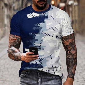 [Local Stock] VCC Mens Contrast Color 3D Print Short Sleeve T-shirt Summer Casual Loose Breathable Comfortable Tee Cool Trendy Street Man Clothes