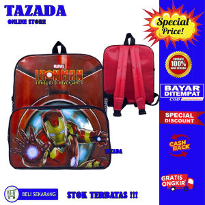 Tas Ransel Anak Sekolah Iron Man ukuran TK Dengan 2 Restleting Murah