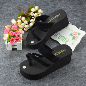 [Free Shipping] New Summer Foam Flip-Flops Thick-Soled Beach Sandals Rubber-Soled High-Heeled WomenS Sandals