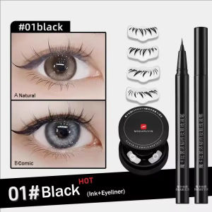 Dorisna Eyeliner Lash Stamp Set Waterproof Lower Eyelash Stamp Black Brown Eyeliner 2 in 1 Eye Makeup Tool