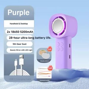 【SG Stock】HWI portable hand usb fan Mini Fan 5200 mAh 5 Speeds 5 Speeds Strong Wind Cooling Handheld Fan USB Jet Fan