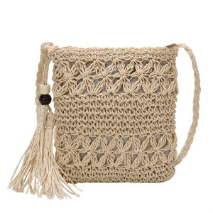 【New Arrival】 Solid Color Tassel Shoulder Handbags Women Woven Beach Casual Messenger Bag