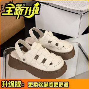 Free Shipping Roman Sandals For Women Summer Half-Slippers Non-Slip Fashionable Versatile Beach Sandals Two-Way Wear Thick-Soled Clogs