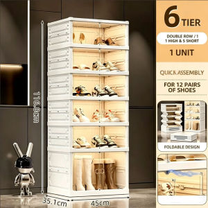3-10 Layers Transparent Foldable No-Install Shoe Box-Dustproof Stackable Space-Saving Shoe Rack