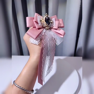 Elegant Bows Brooch Pin Durability Solid Color Necktie School Necktie for Various Occasion