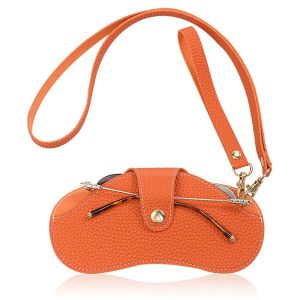 BELLEMODE Fashion Glasses Box Soft Hanging Neck Wrist Male With Buckle Sunglasses Case Eyewear Cover Reading Glasses Sunglasses Pouch Eyewear Protector PU Leather Glasses Case Eyewear Pouch