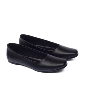 sepatu flat wanita pantofel ukuran jumbo-besar big size 41 42 43 44 45 flat shoes formal kulit hitam