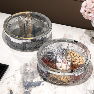 Khay đựng mứt tết bánh kẹo đa năng Hộp đựng ô mai trong suốt chia 6 ngăn Acrylic có nắp kín