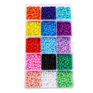 Hộp 15/24 Ô 2/3/4Mm Hạt Gạo Thủy Tinh Màu Hỗn Hợp Hạt Tự Làm Cho Đồ Trang Sức Thủ Công Vòng Tay Bông Tai Bộ Dụng Cụ Vật Liệu