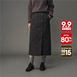 Giordano Women Embroidery elastic waist quilted skirt Free Shipping 12465603