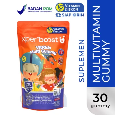EXPERT BOOST VITKIDS MULTIGUMMY ISI 30 PCS | SUPLEMEN MULTIVITAMIN ANAK IMUNITAS DAYA TAHAN TUBUH TULANG DAN GIGI VITAMIN B KOMPLEKS GUMMY