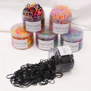 1000PCS /Bottle Disposable Rubber Band Colorful Elastic Hair Tie Hair Rope Bottle Pack for Kids Girls Hair Accessories