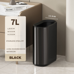 7L/9L bathroom trash can ultra-thin stainless steel trash can suitable for small Spaces waterproof and corrosion-resistant living room bedroom bathroom office