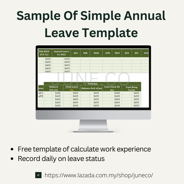 SAMPLE OF SIMPLE ANNUAL LEAVE RECORD TEMPLATE CONTOH TEMPLAT CUTI ...