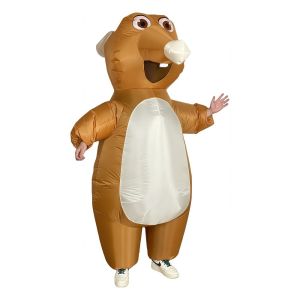 YOUSHI TOP Cartoon Inflatable Mouse Costume Full Body Jumpsuit Funny Halloween Costume Auto-Inflatable Waterproof Cute Mouse Inflatable Suit Halloween Decoration