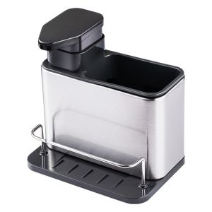 SKJK Stainless Steel Sponge Storage Holder 3-in-1 Multifunction Faucet Storage Rack Practical Drainer Rack Sink Organizer Tray Kitchen Supplies