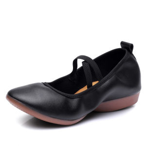 IELGY dance shoes flat heel soft sole leather training shoes loafers