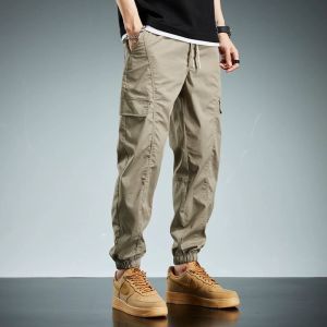 #037#L-5XL#กางเกงขายาวผ้าคอตตอนขาจั้มผู้ชายกางเกงแฟชั่นสไตล์เกาหลีเอวยางยืดใส่สบายใส่ได้ทุกโอกาส