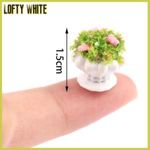 Lofty White 1:12ตุ๊กตามินิเฟอร์นิเจอร์อุปกรณ์เสริม MINI Green Plant บอนไซกระถางดอกไม้