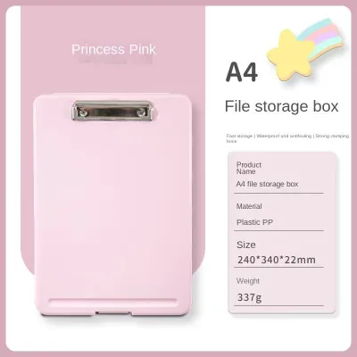 Flat File Folder with Document Clip 2-in-1 Test Paper A4 Documents Organizer Office Stationery 2 IN 1 Clipboard File Box Storage Colorsandthings A4 Clipboard File Box Office And Learning Supplies