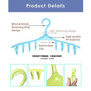 Top Deals 8 clips Multi-functional Space Saving Hanger Cloth Hanger socks Hanger hook