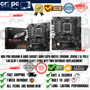 MSI PRO B650M-B AM5 SOCKET AMD EXPO MATX I 1XHDMI 1XVGA I 1x PCI-E x16 SLOT I 2XDIMM SLOT