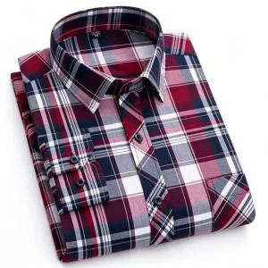 New Cotton Plaid Casual Shirts For Men Long Sleeve Fashion Print Checked Regular Fit Mens Plaid Shirts Dress Daily Clothing Soft2026