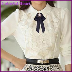 Colorful Heart ใหม่สำหรับผู้หญิงโบว์ริบบิ้นผูกโบว์ความงามหัวเสื้อโบว์เข็มกลัดคอปกเสื้อโบว์ผูกโบว์เครื่องประดับเข็มกลัด