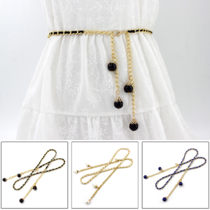 Niome Women Fashion Metal Pearl Dress Belt Ladies Dress Coat Ketting Riem Waistband