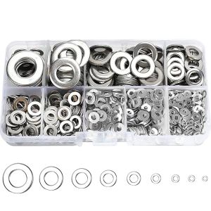 Stainless Steel Boxed Gasket 180/360/580 PCS Thickened Flat Gaskets Corrosion-Resistant M2-M12