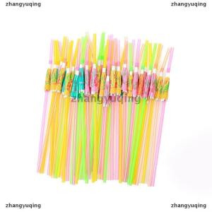 [COD] zhangyuqing หลอดดูดน้ำค็อกเทลผลไม้ร่มชายหาดปาร์ตี้หลอดดื่มพลาสติก50ชิ้น