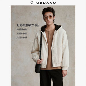 Giordano Men 100% Cotton corduroy hooded jacket Free Shipping 18075833