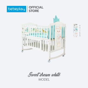 BebePlay เตียงนอนเด็ก 7in1 รุ่น Sweet Dream ( สีขาว ) ปรับได้ 7 รูปแบบ แถม มุ้งเบาะกันกระแทก ฟรีในชุด รับประกัน 1 ปี